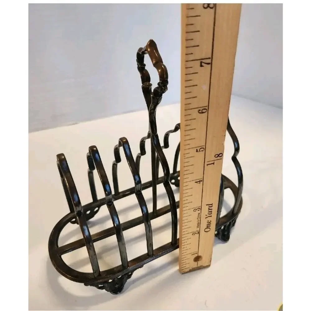 Antique T.W. Silverplate Victorian 6 Slice Toast Rack Napkin Letter Holder